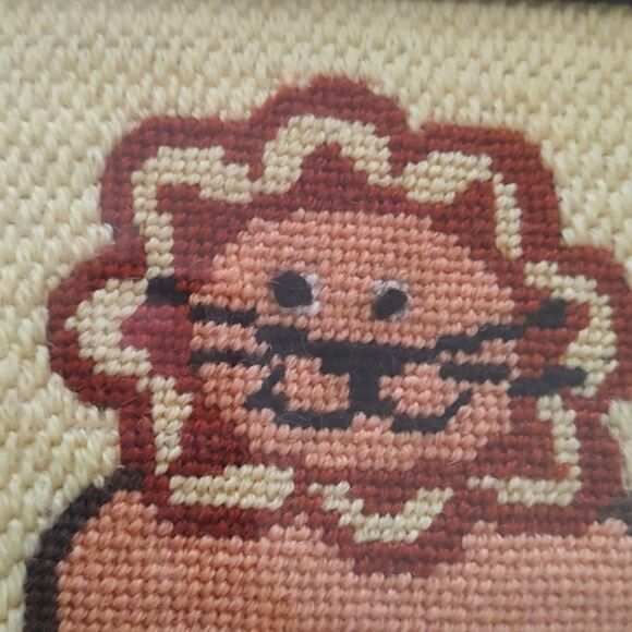 Framed Square Needlework Circus Lion - Picture 2 of 9